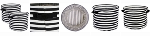 Design Imports Herringbone Woven Cotton Laundry Bin Stripe, Round, Set of 2